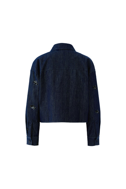 Oui Denim Sequin Embellished Jacket