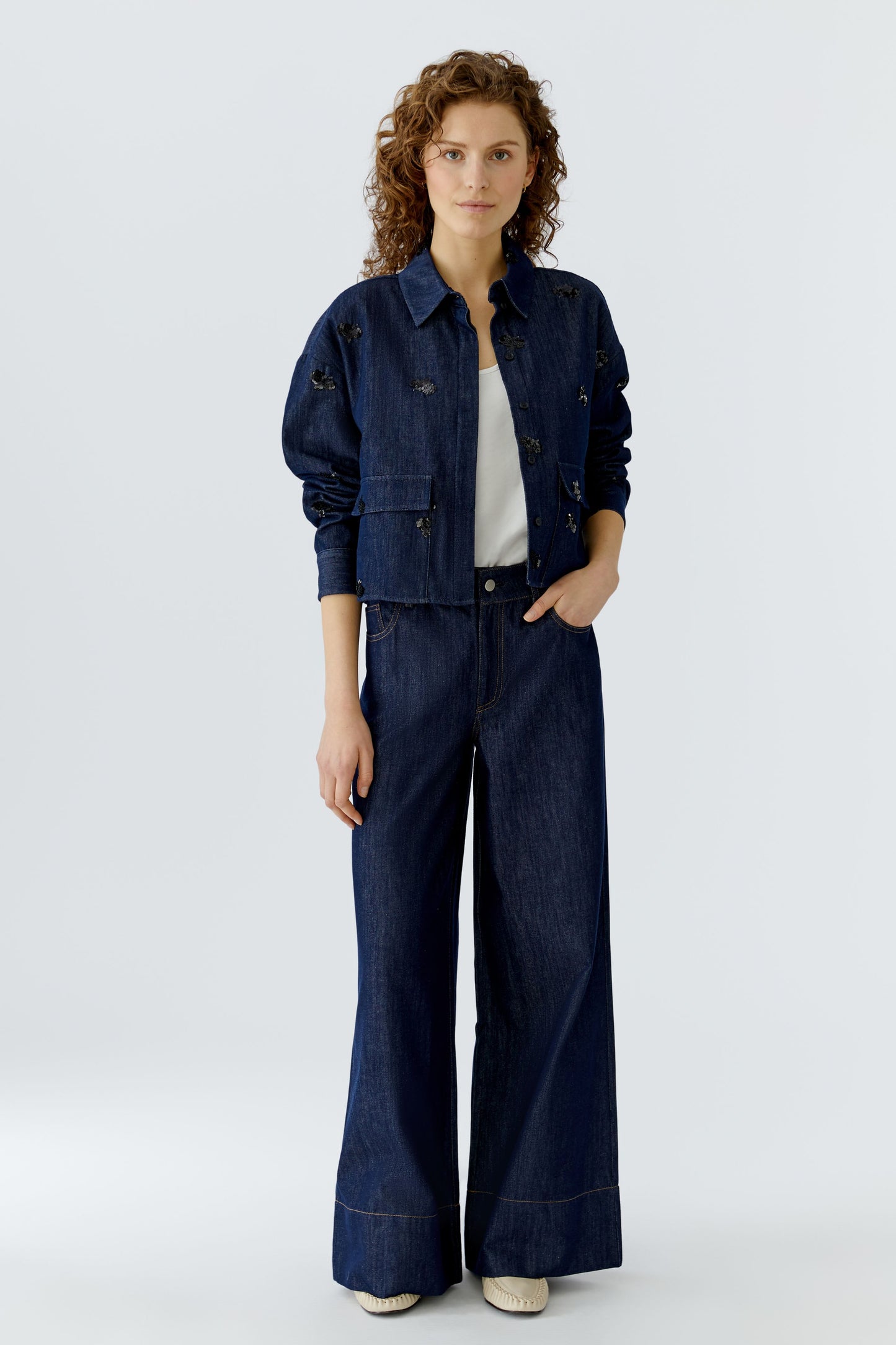 Oui Denim Sequin Embellished Jacket