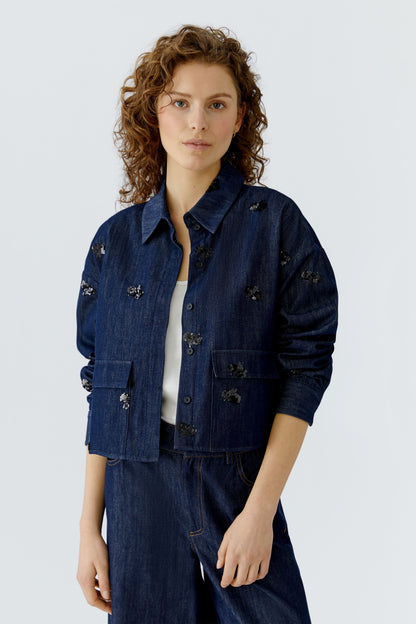 Oui Denim Sequin Embellished Jacket