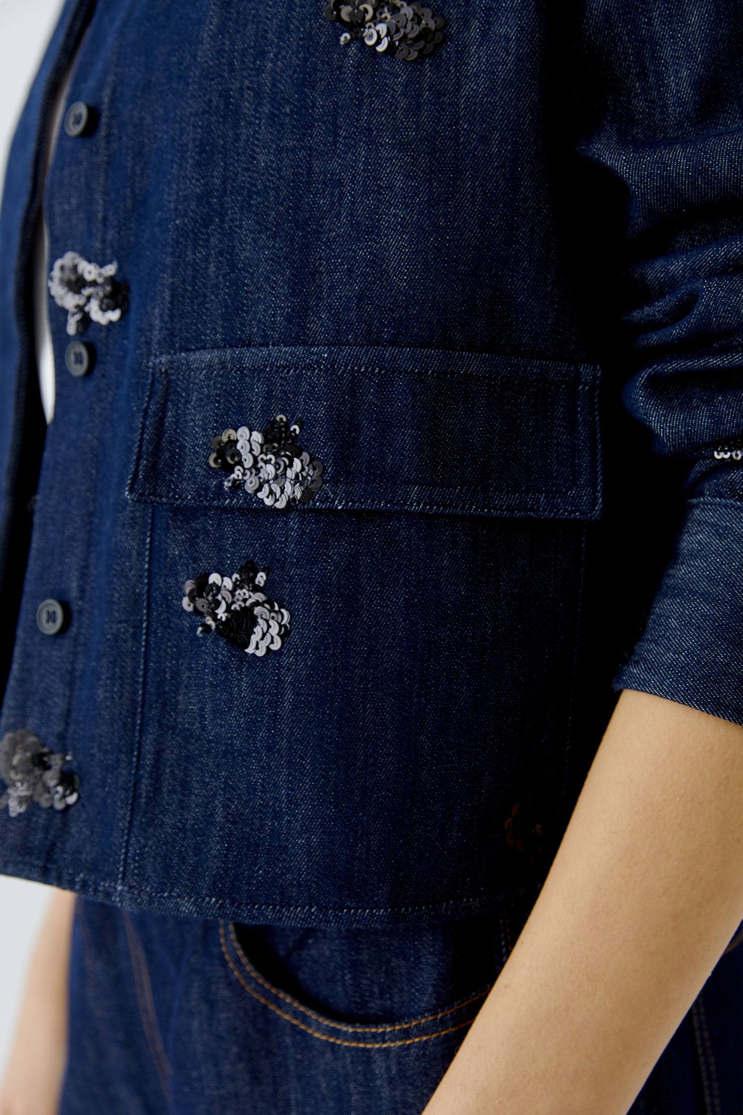 Oui Denim Sequin Embellished Jacket