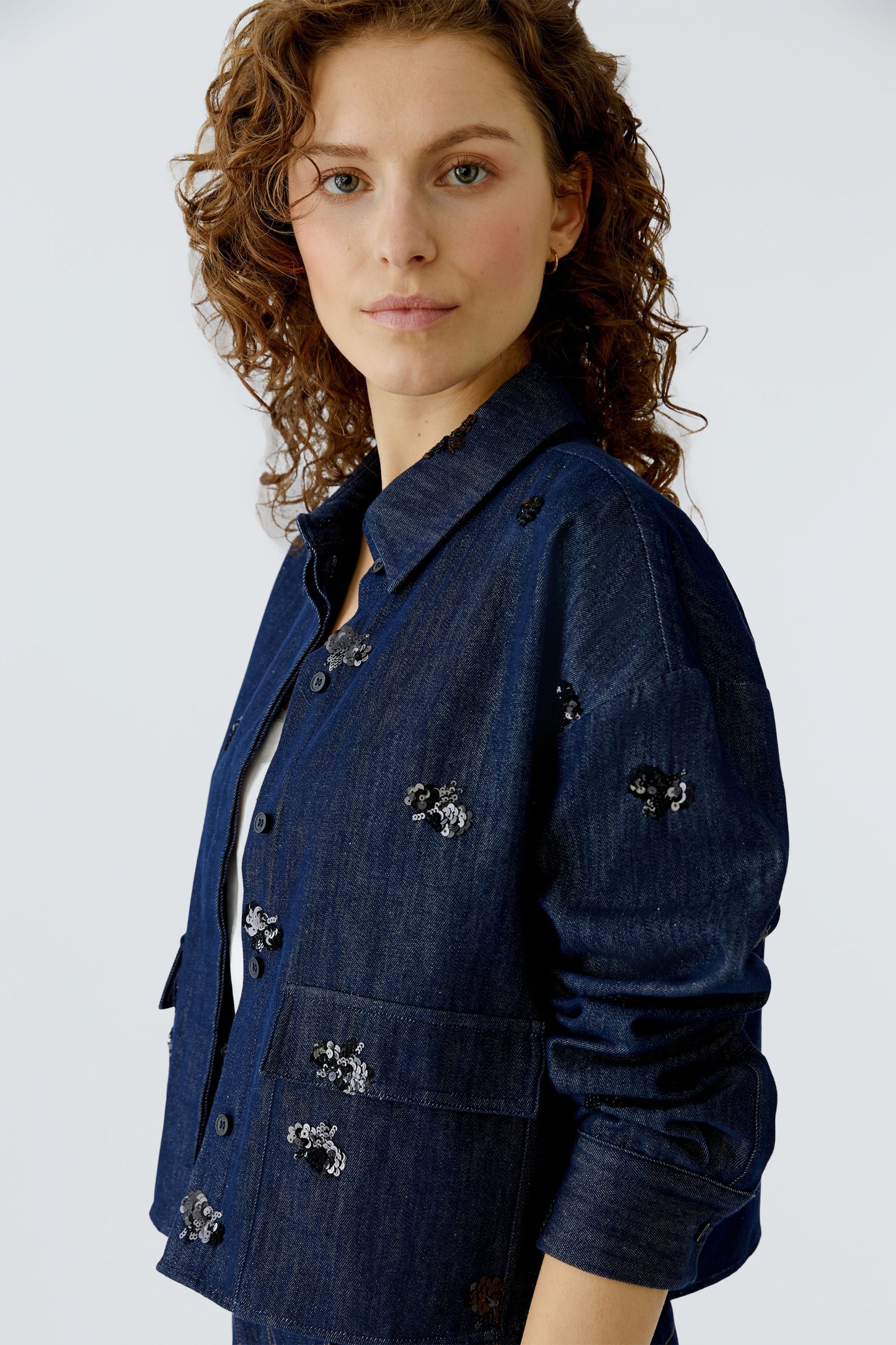 Oui Denim Sequin Embellished Jacket
