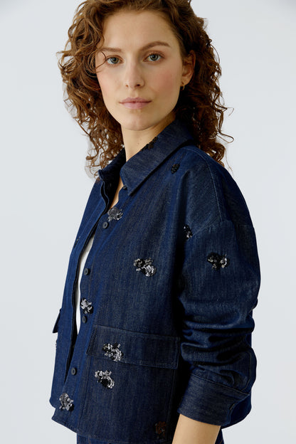 Oui Denim Sequin Embellished Jacket