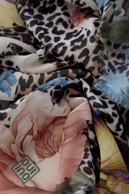 Oui Gold/Red Leopard Print Scarf