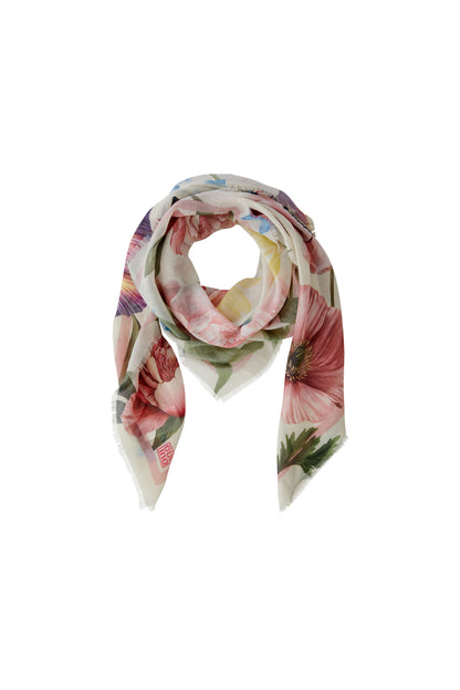 Oui Rose/Red Floral Print Scarf