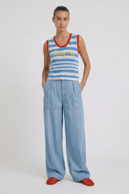 Oui Light Blue Denim Trouser