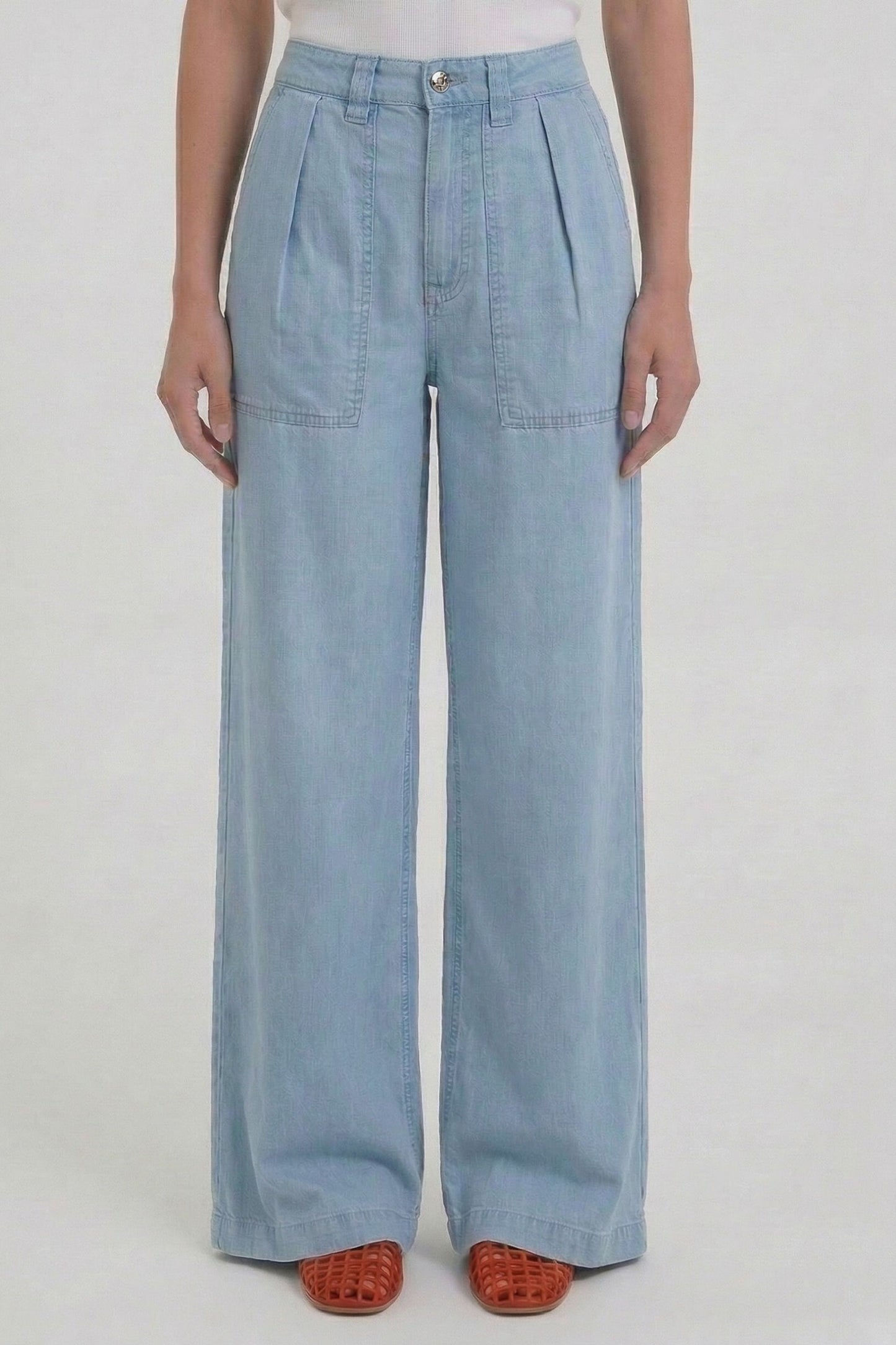 Oui Light Blue Denim Trouser