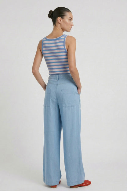 Oui Light Blue Denim Trouser
