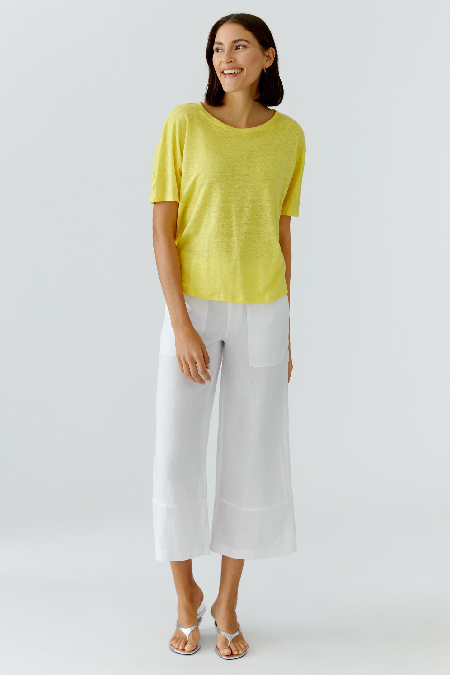 Oui Optic White Linen Culotte
