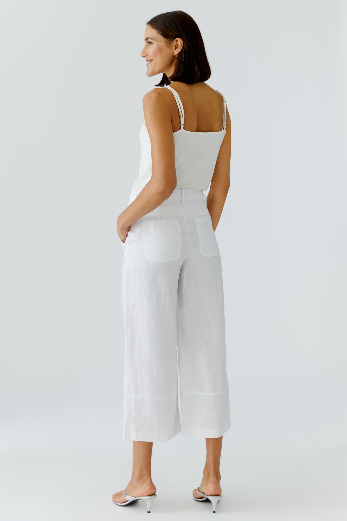Oui Optic White Linen Culotte