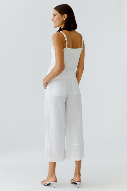 Oui Optic White Linen Culotte
