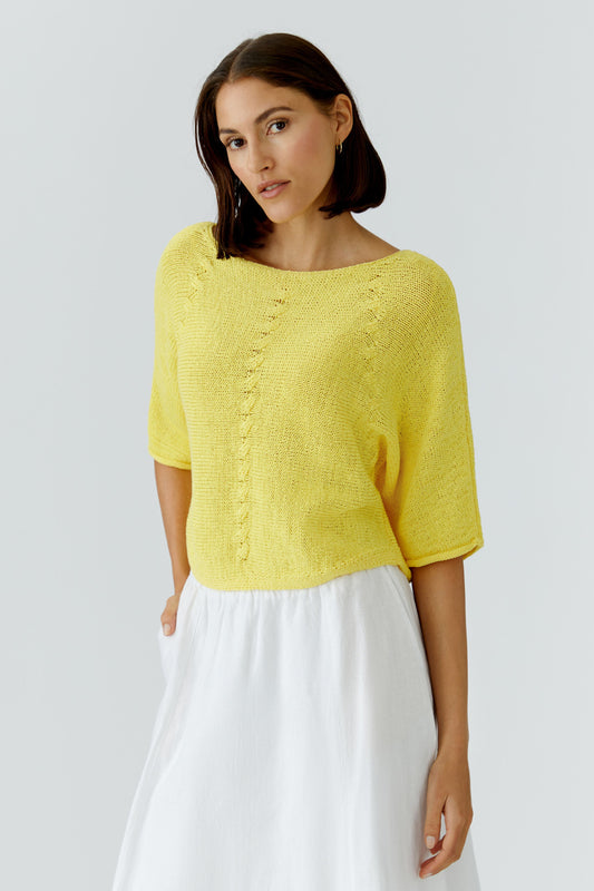 Oui Lemon Zest Cable Detail Jumper