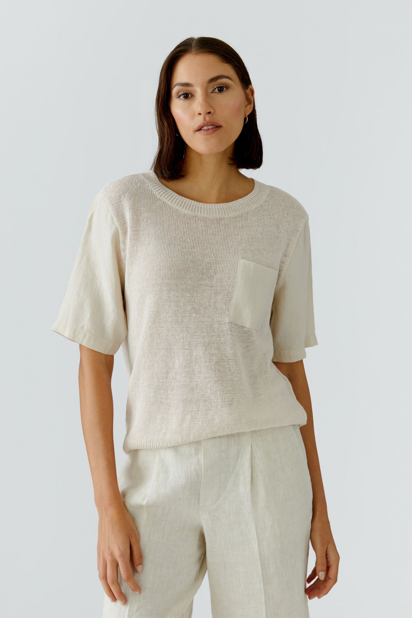 Oui Biscuit Linen Pocket Jumper