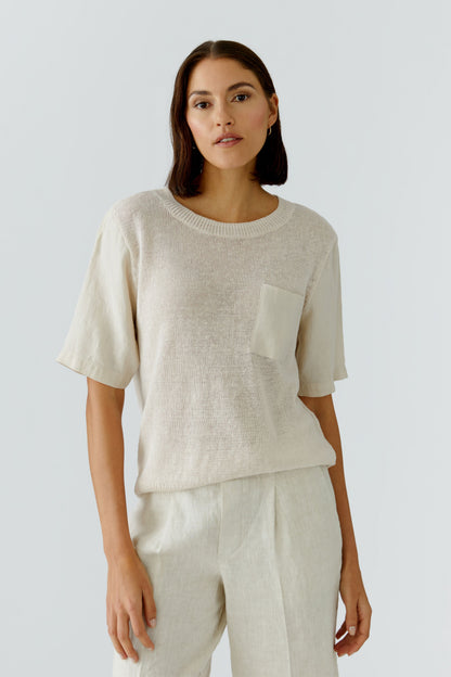 Oui Biscuit Linen Pocket Jumper