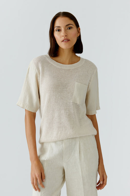 Oui Biscuit Linen Pocket Jumper
