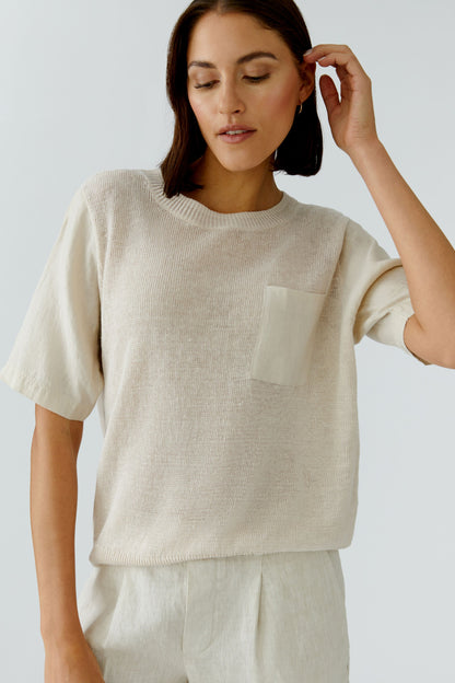 Oui Biscuit Linen Pocket Jumper
