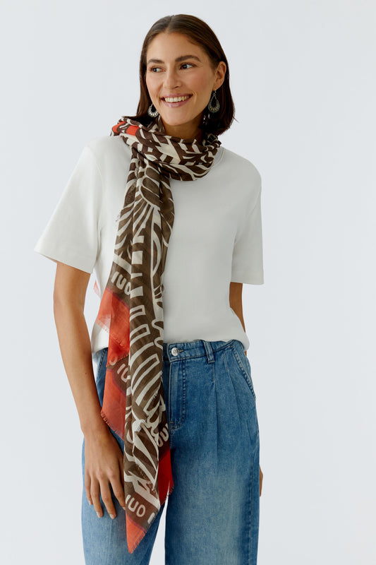 Oui Dark Brown/Red Sunshine Scarf