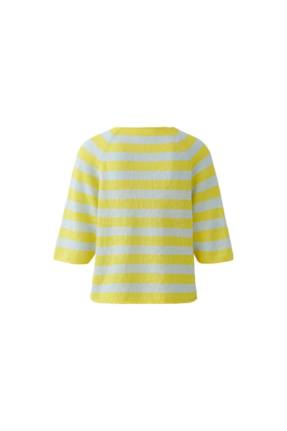 Oui Yellow/Green Stripe Linen Jumper