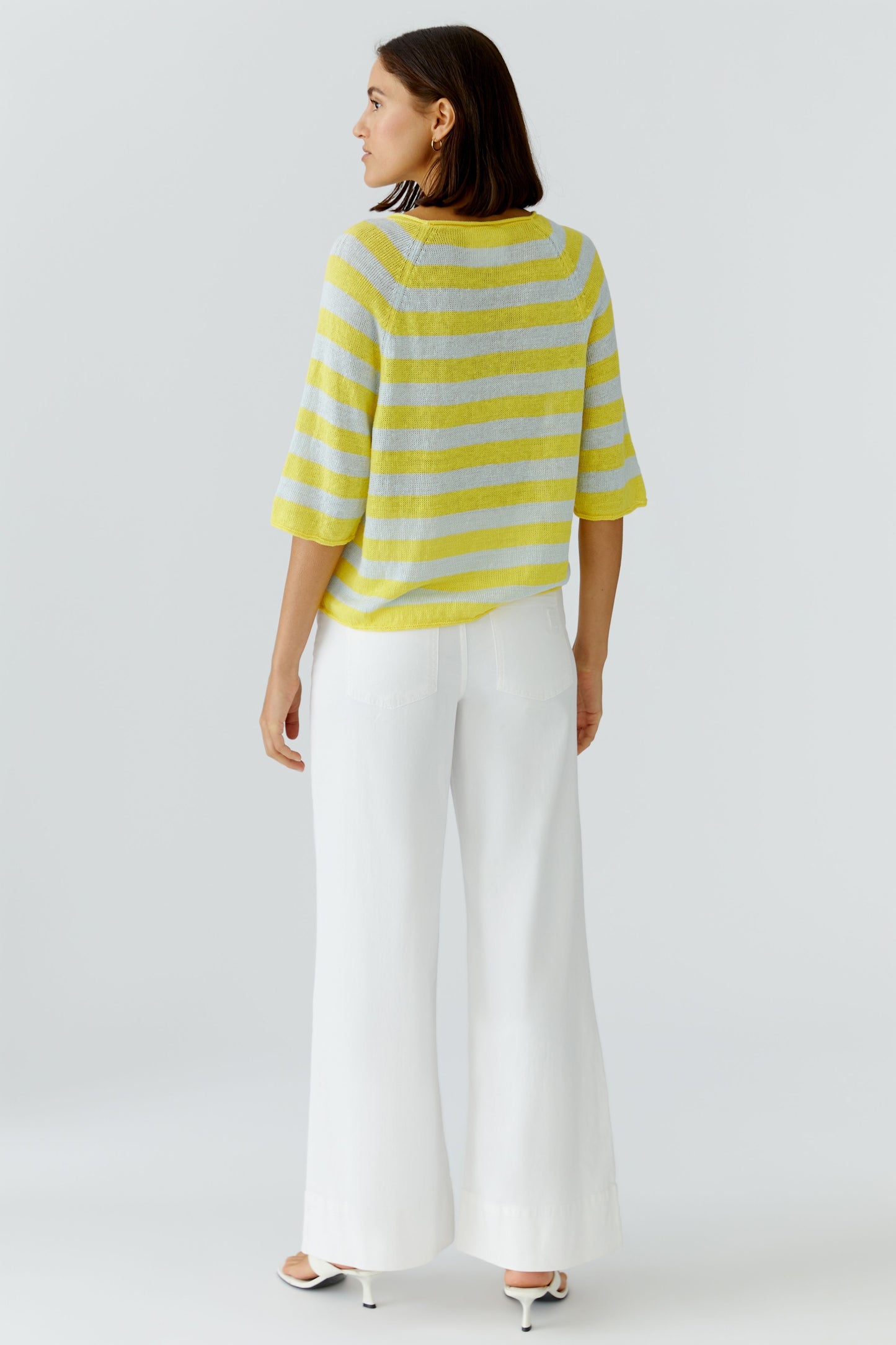 Oui Yellow/Green Stripe Linen Jumper