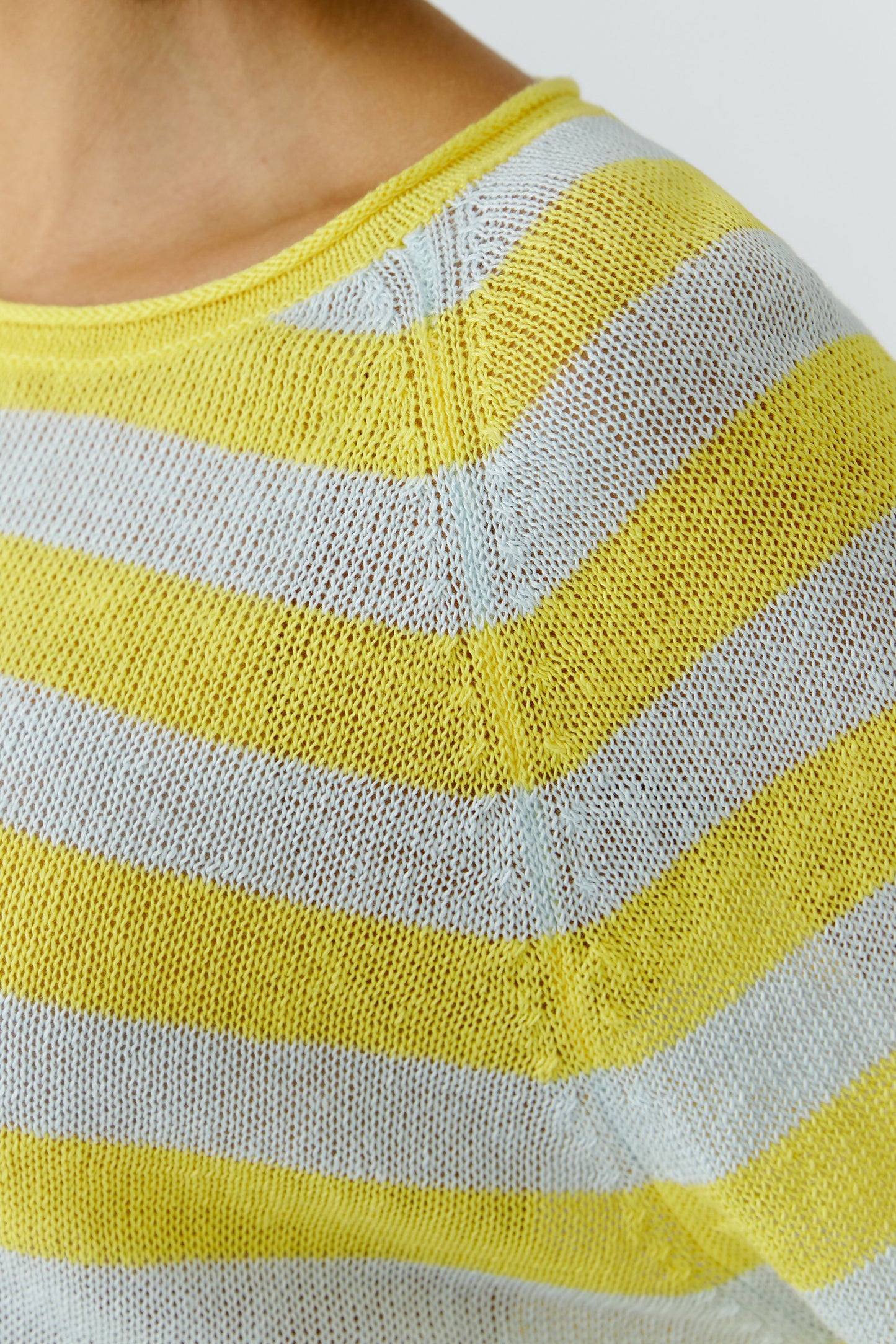 Oui Yellow/Green Stripe Linen Jumper