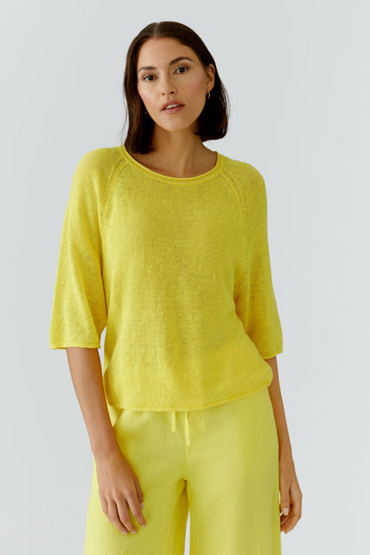 Oui Lemon Zest Linen Jumper
