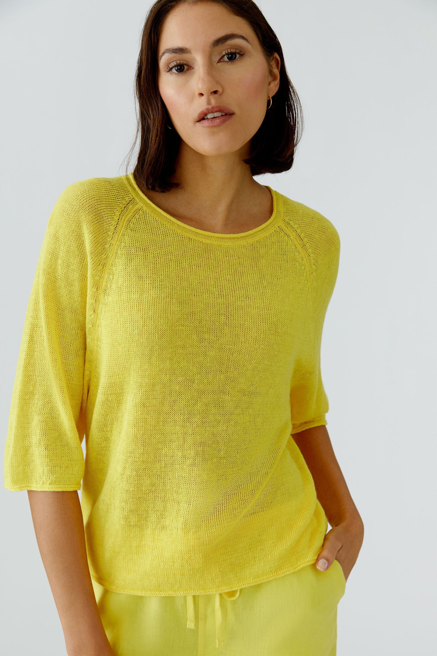 Oui Lemon Zest Linen Jumper