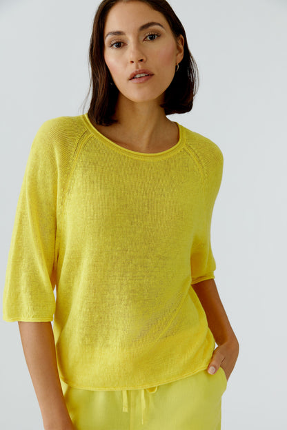 Oui Lemon Zest Linen Jumper