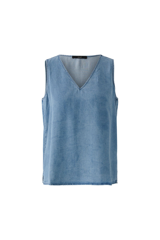 Oui Dark Blue Denim Sleeveless Top