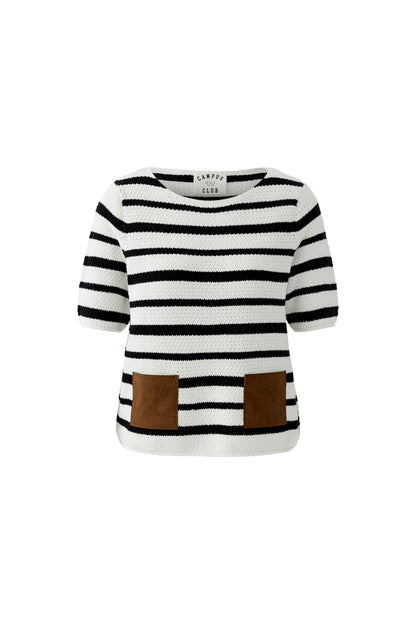 Oui White/Black Stripe Jumper