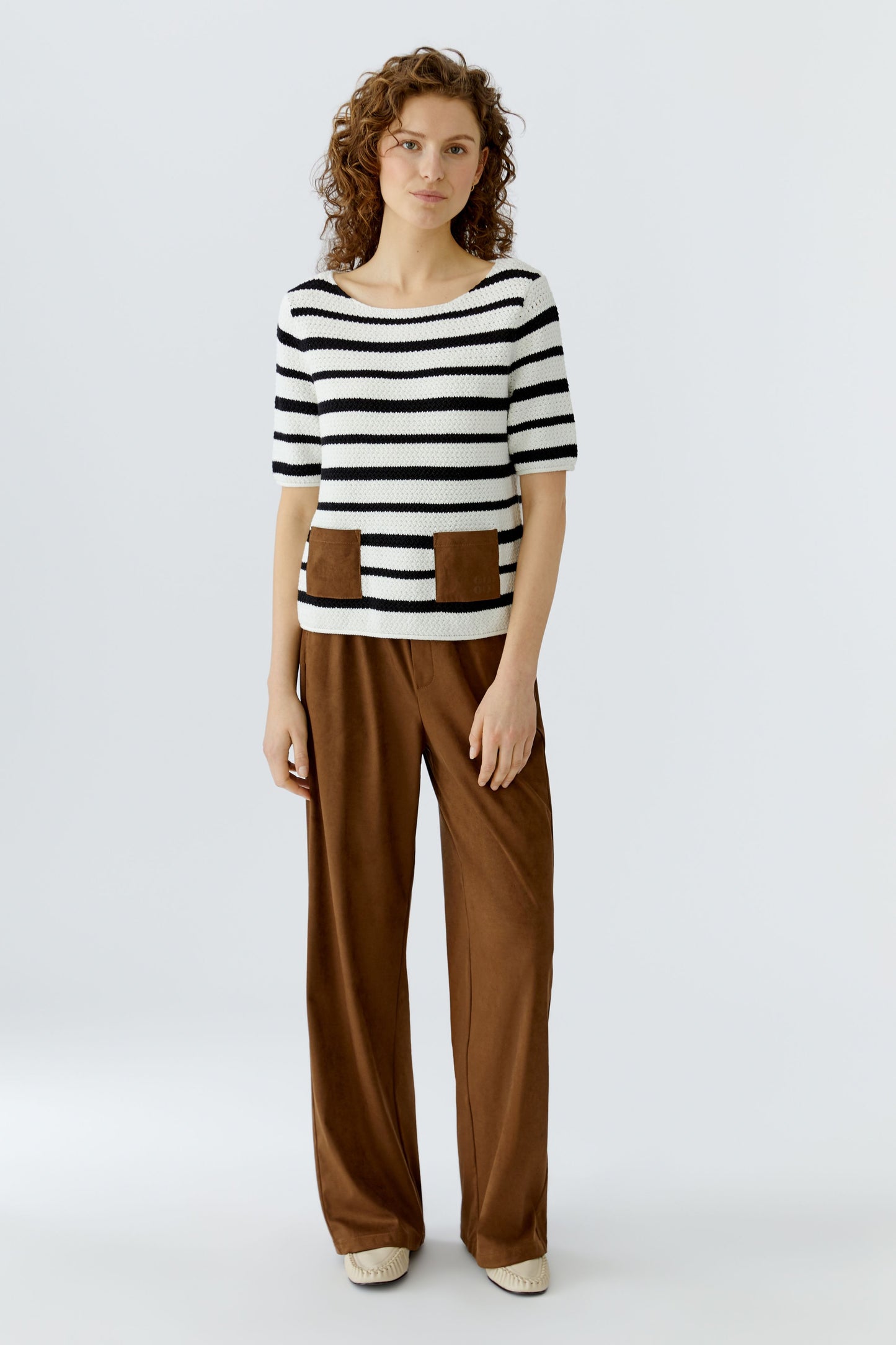 Oui White/Black Stripe Jumper