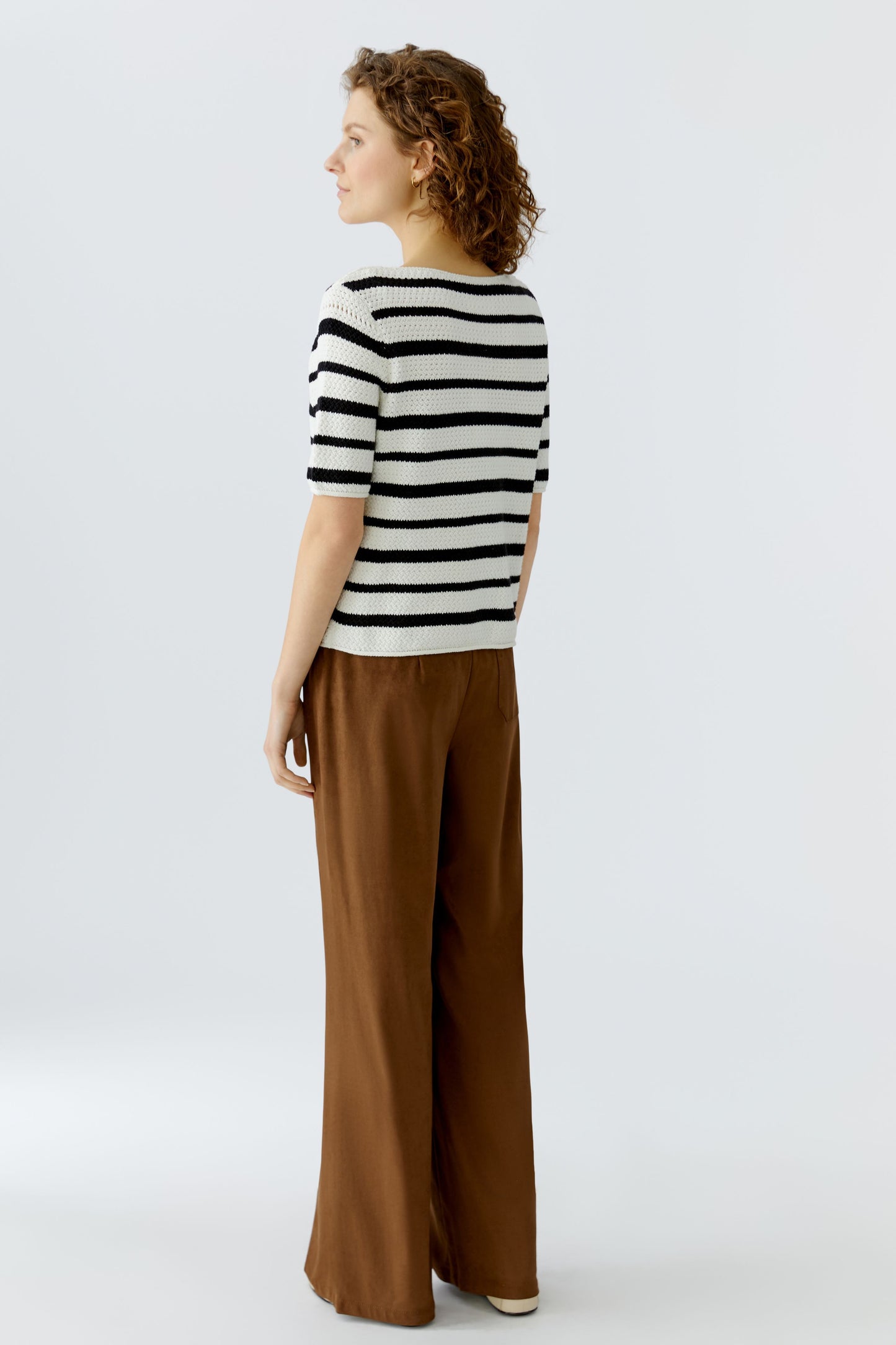 Oui White/Black Stripe Jumper