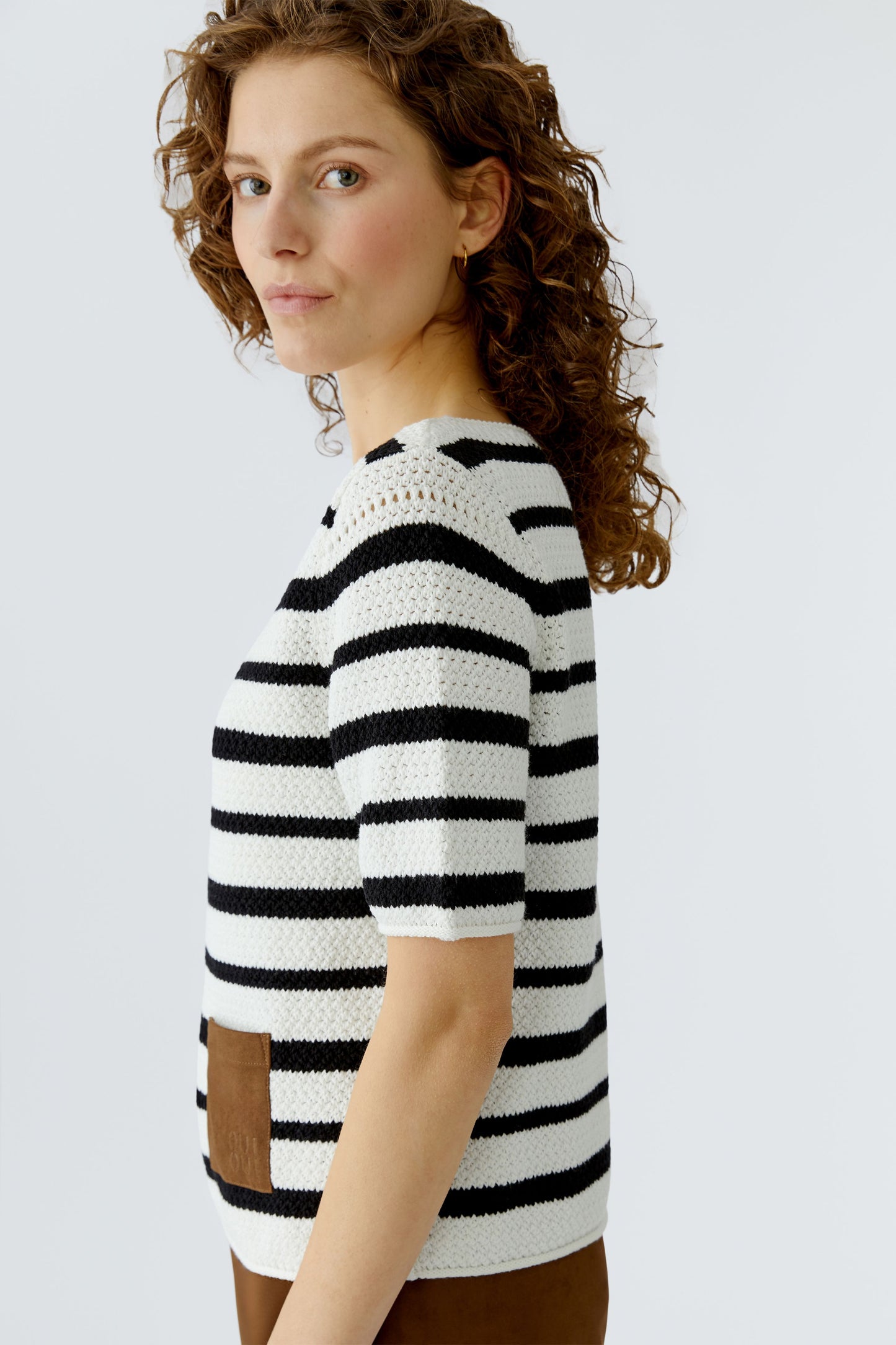 Oui White/Black Stripe Jumper