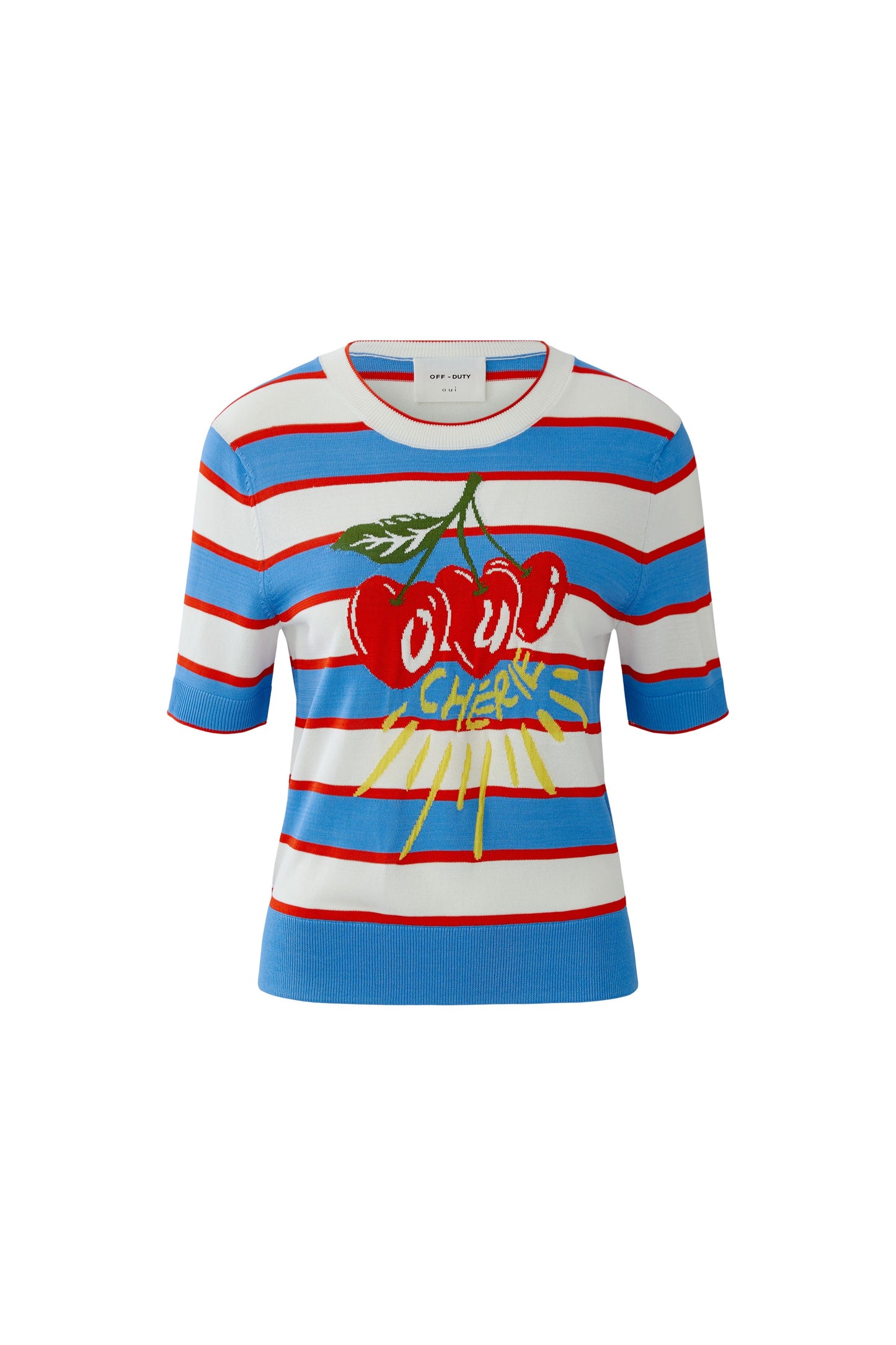 Oui Light Blue/Red Stripe Cherie SS Jumper