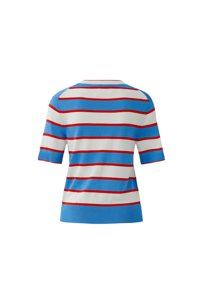 Oui Light Blue/Red Stripe Cherie SS Jumper