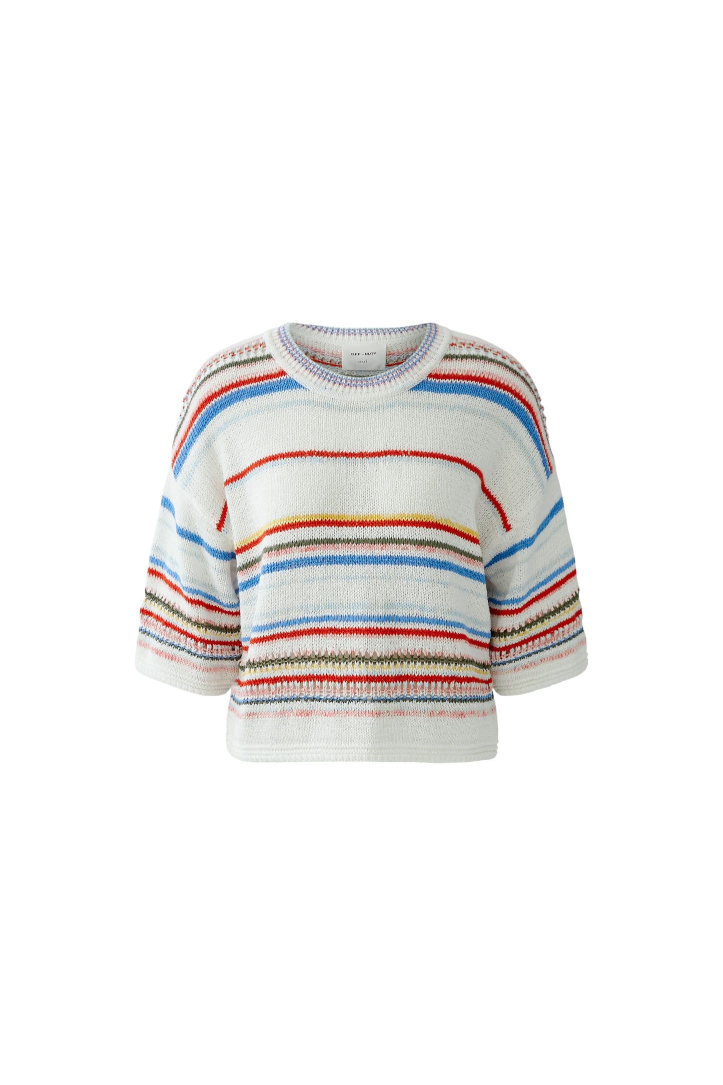 Oui White/Red/Multi Stripe Jumper