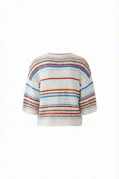 Oui White/Red/Multi Stripe Jumper