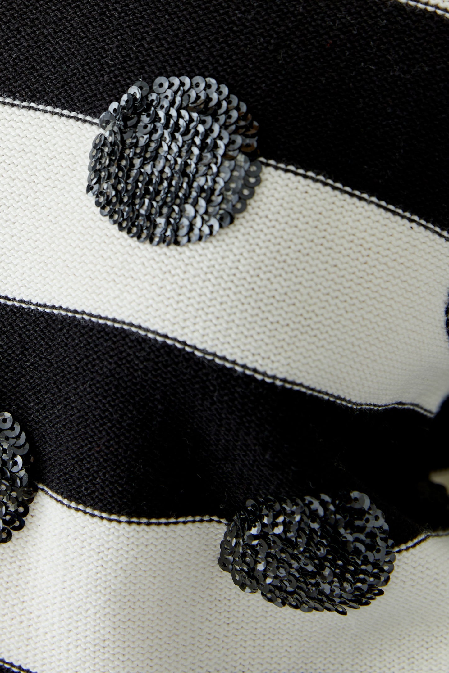 Oui White/Black Stripe Jumper with Sequin Spots