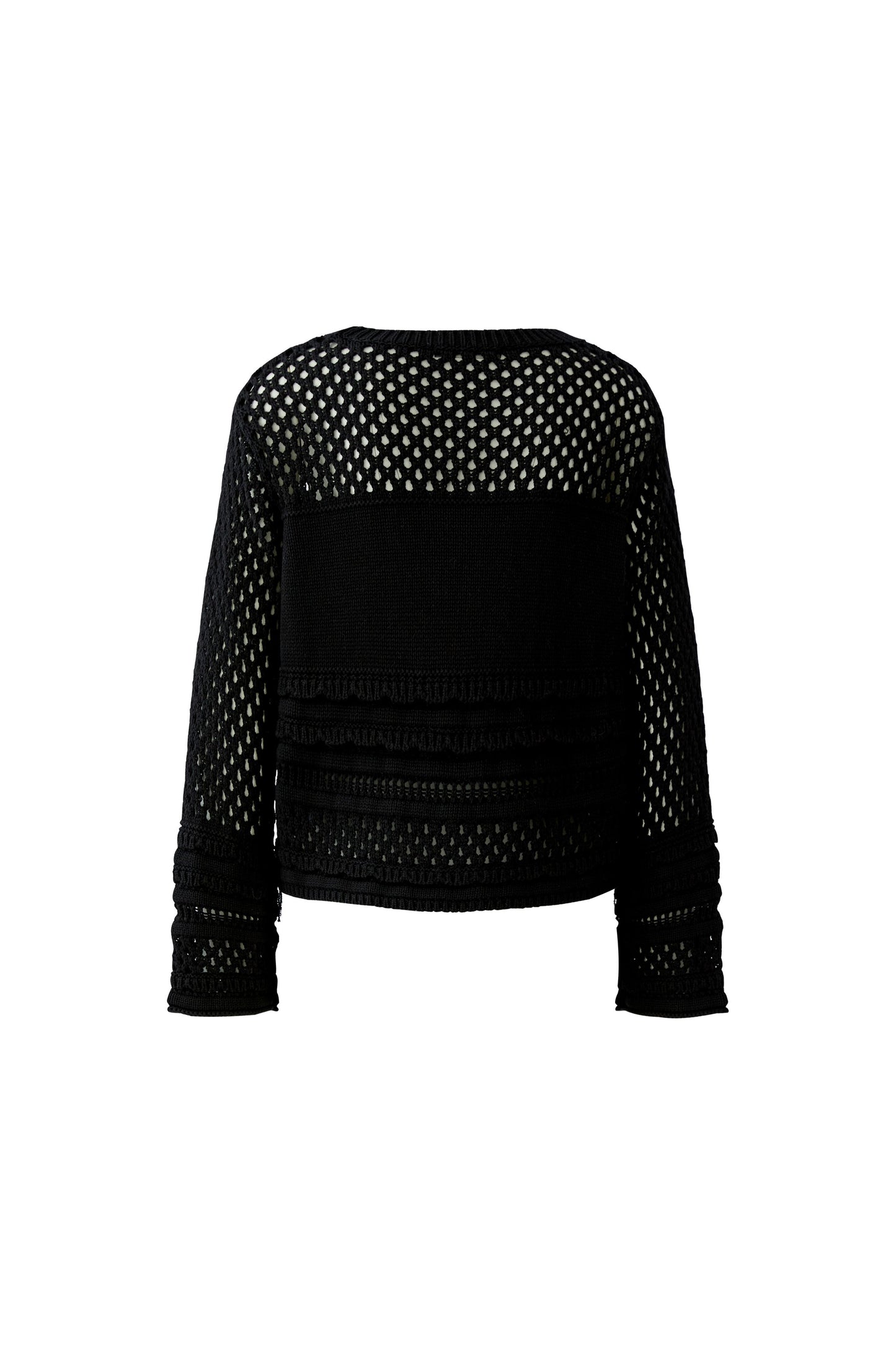 Oui Black Cotton Fringed Jumper