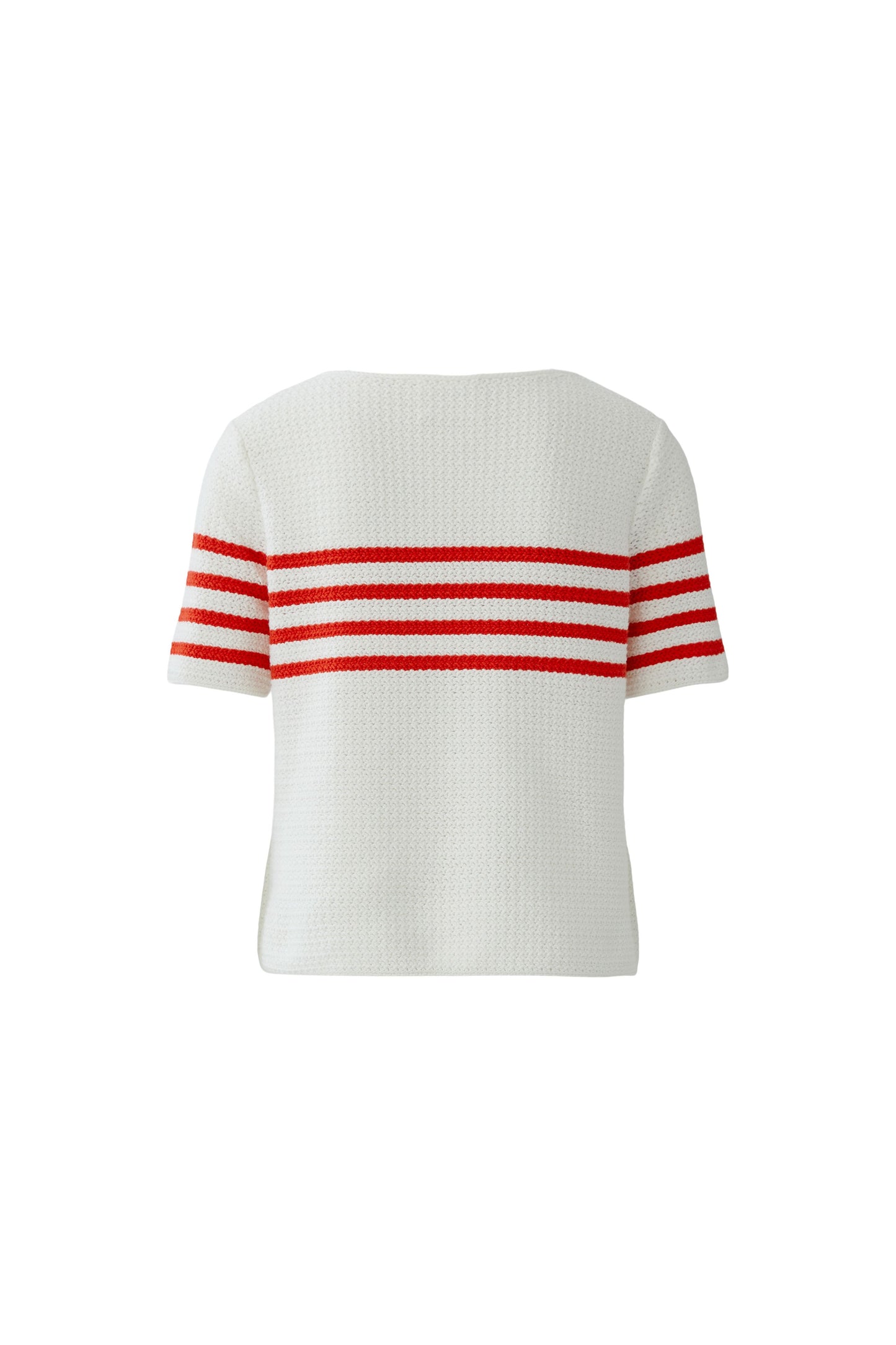 Oui White/Red Stripe Off Duty SS Jumper