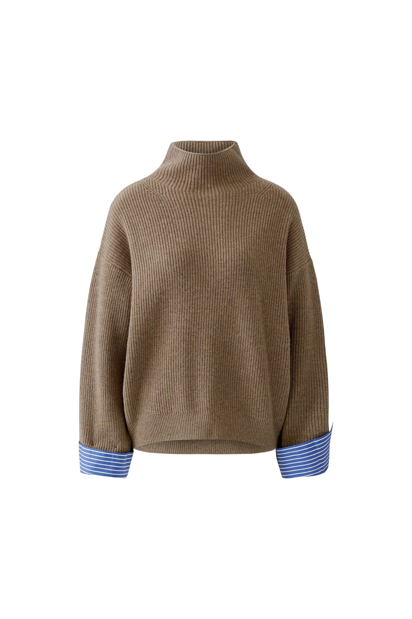 Oui Taupe Melange Blouse Cuff Jumper