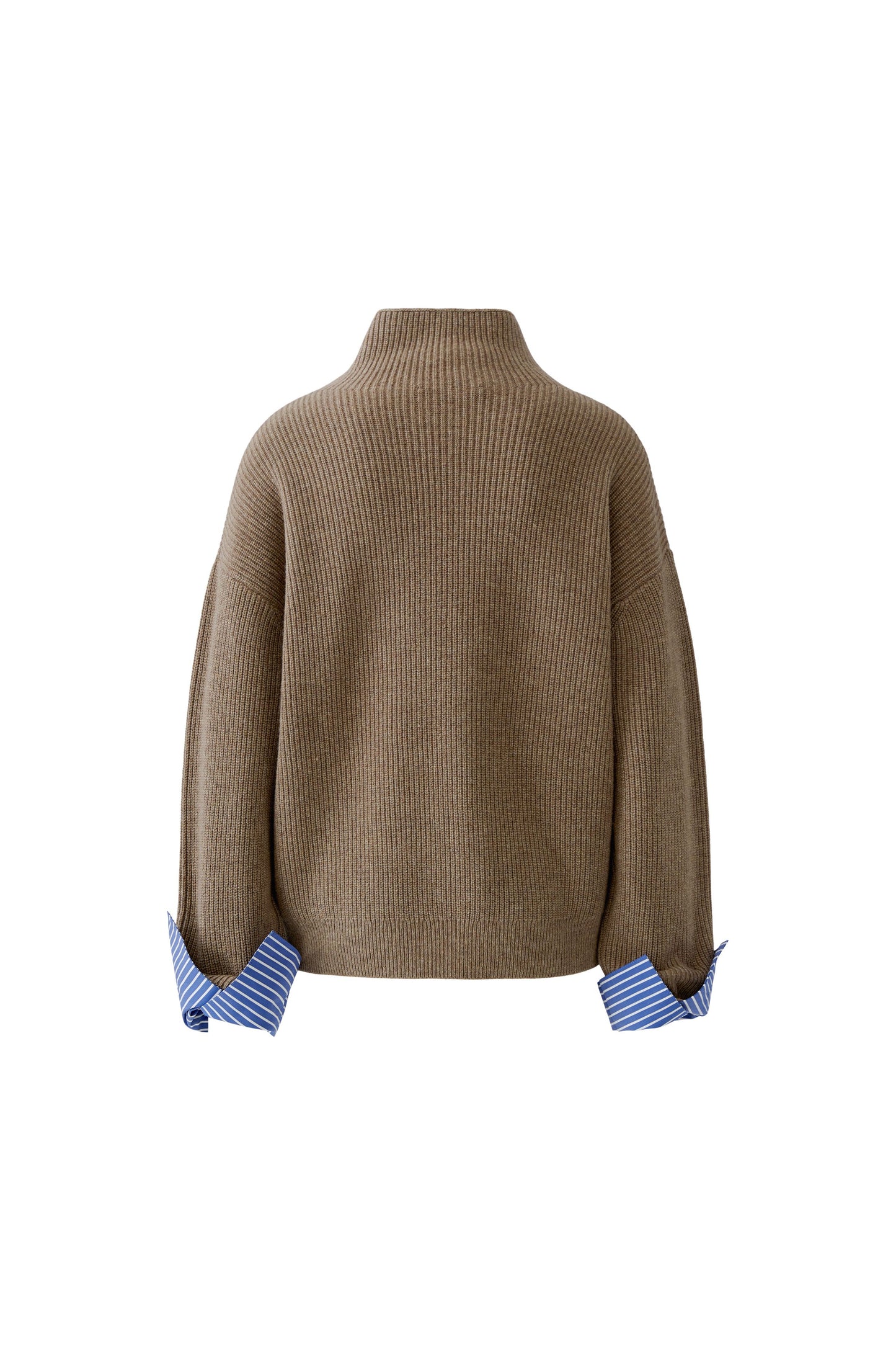 Oui Taupe Melange Blouse Cuff Jumper