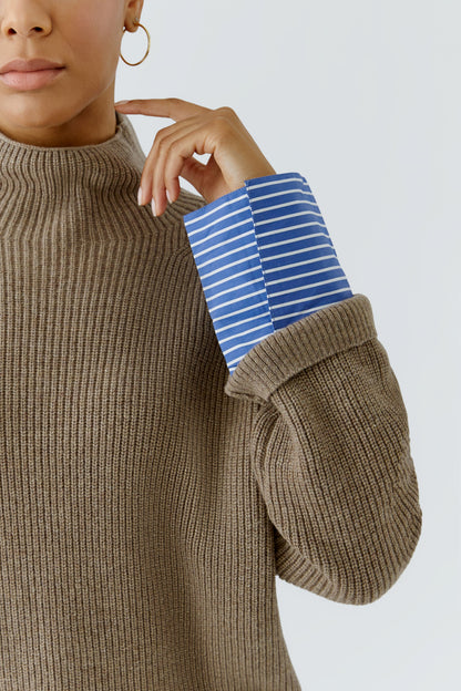 Oui Taupe Melange Blouse Cuff Jumper