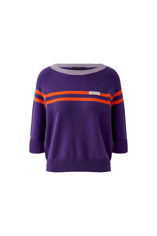 Oui Dark Violet/Orange Stripe Jumper
