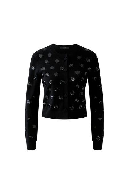 Oui Black Sequin Cardigan