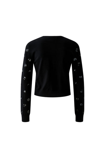 Oui Black Sequin Cardigan