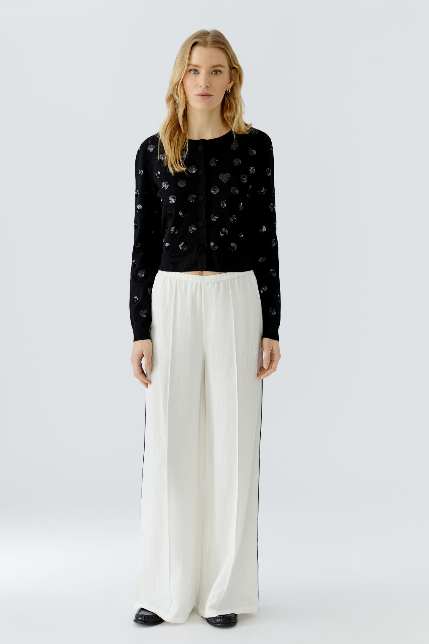 Oui Black Sequin Cardigan