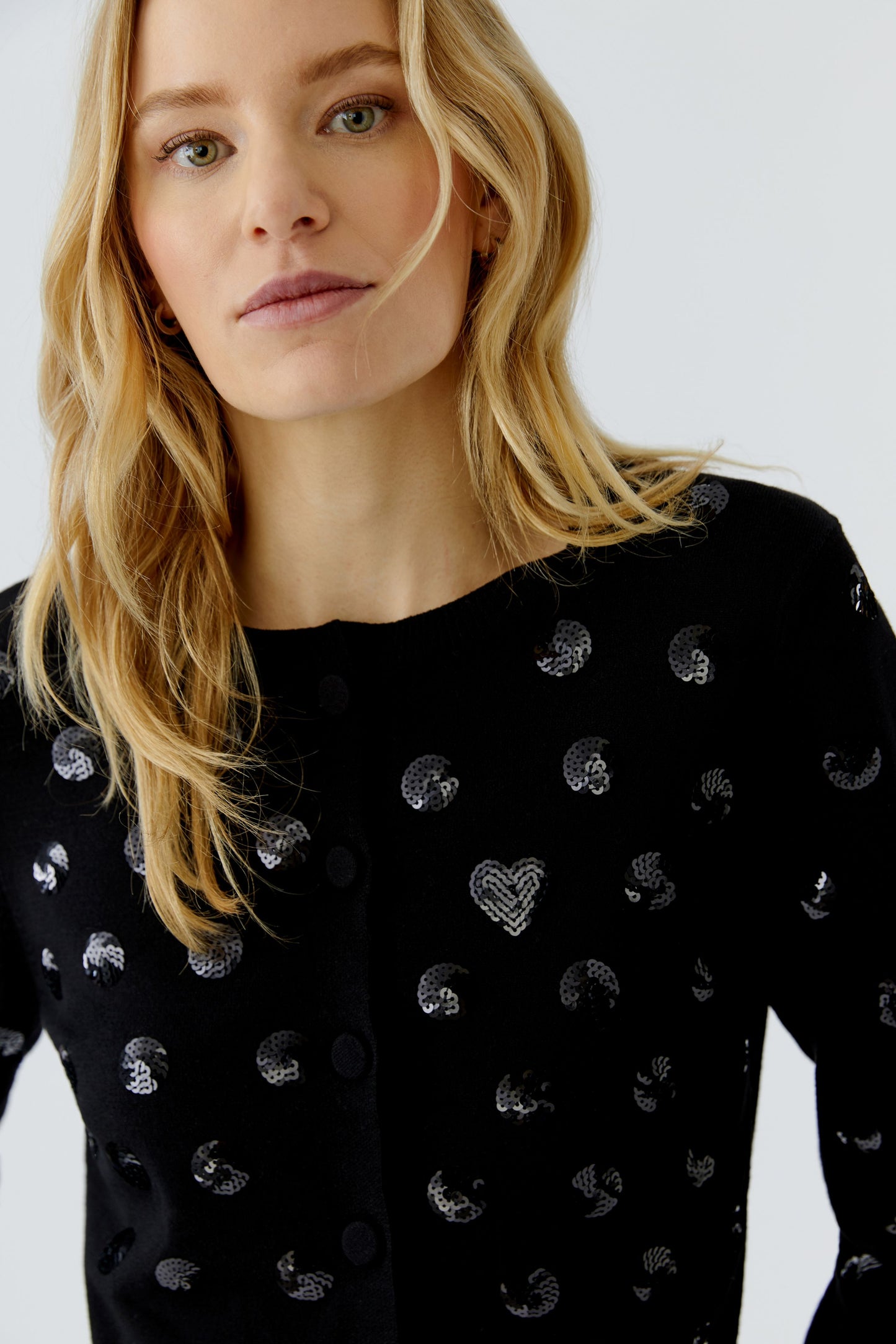 Oui Black Sequin Cardigan