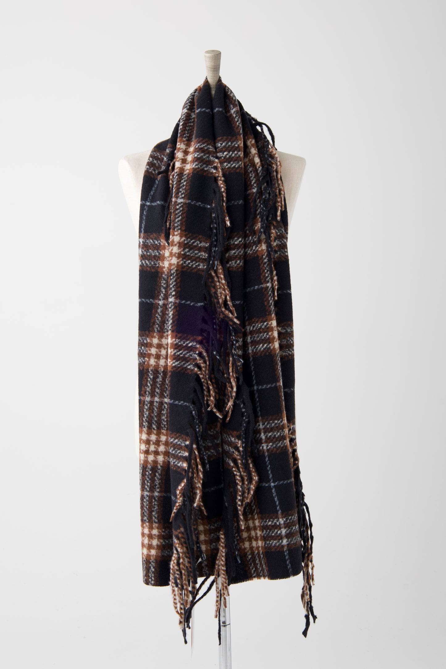 el2 Black Check Fringe Edge Scarf