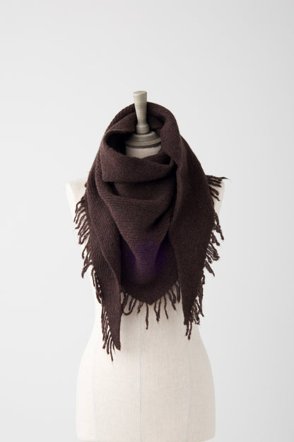 el2 Dark Brown Triangle Scarf w/Fringe Edge