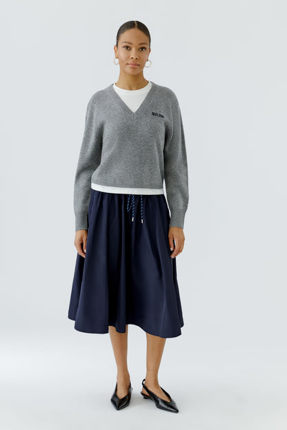 Oui Steel Grey Mock Layered Jumper