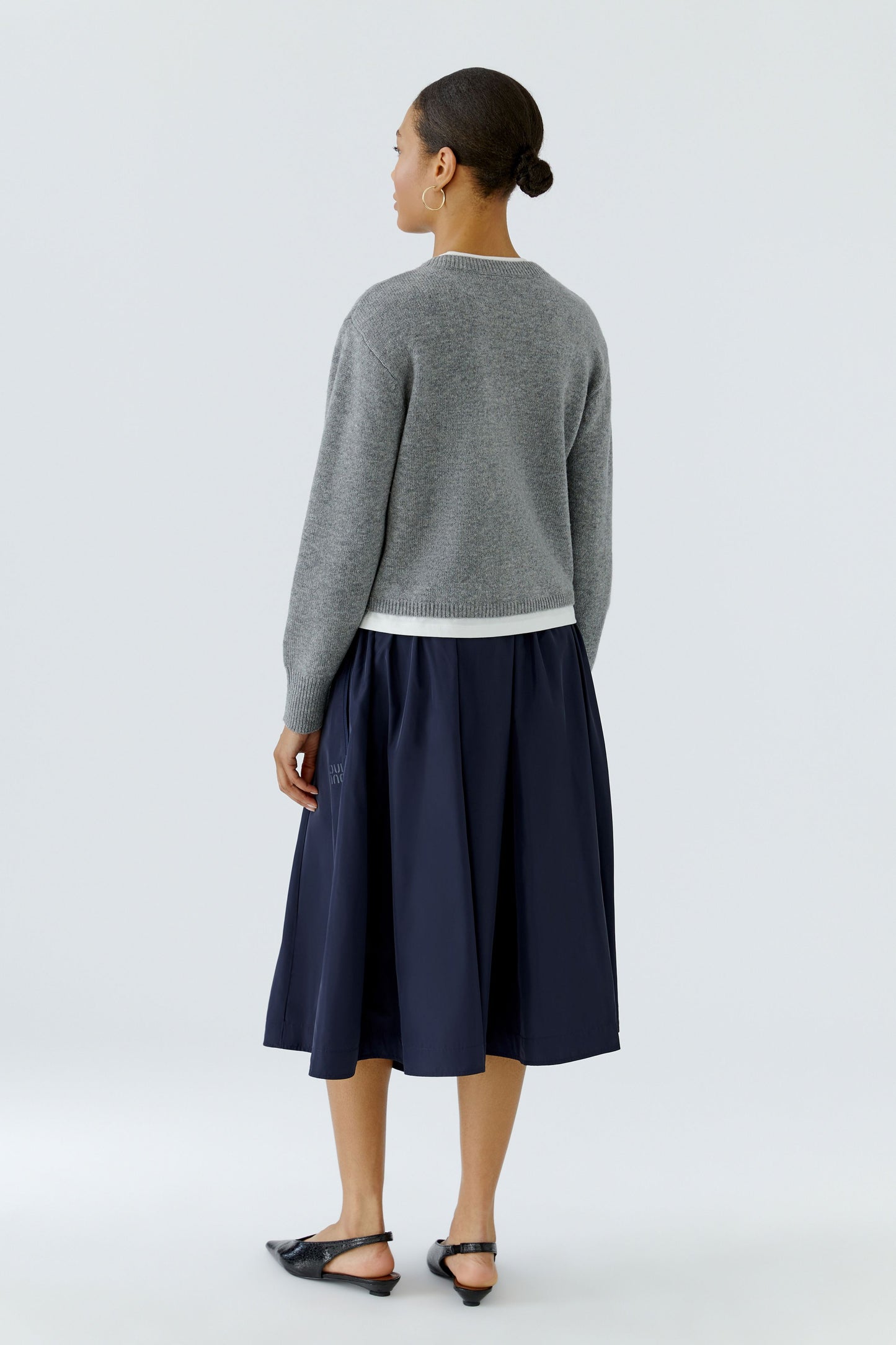 Oui Steel Grey Mock Layered Jumper